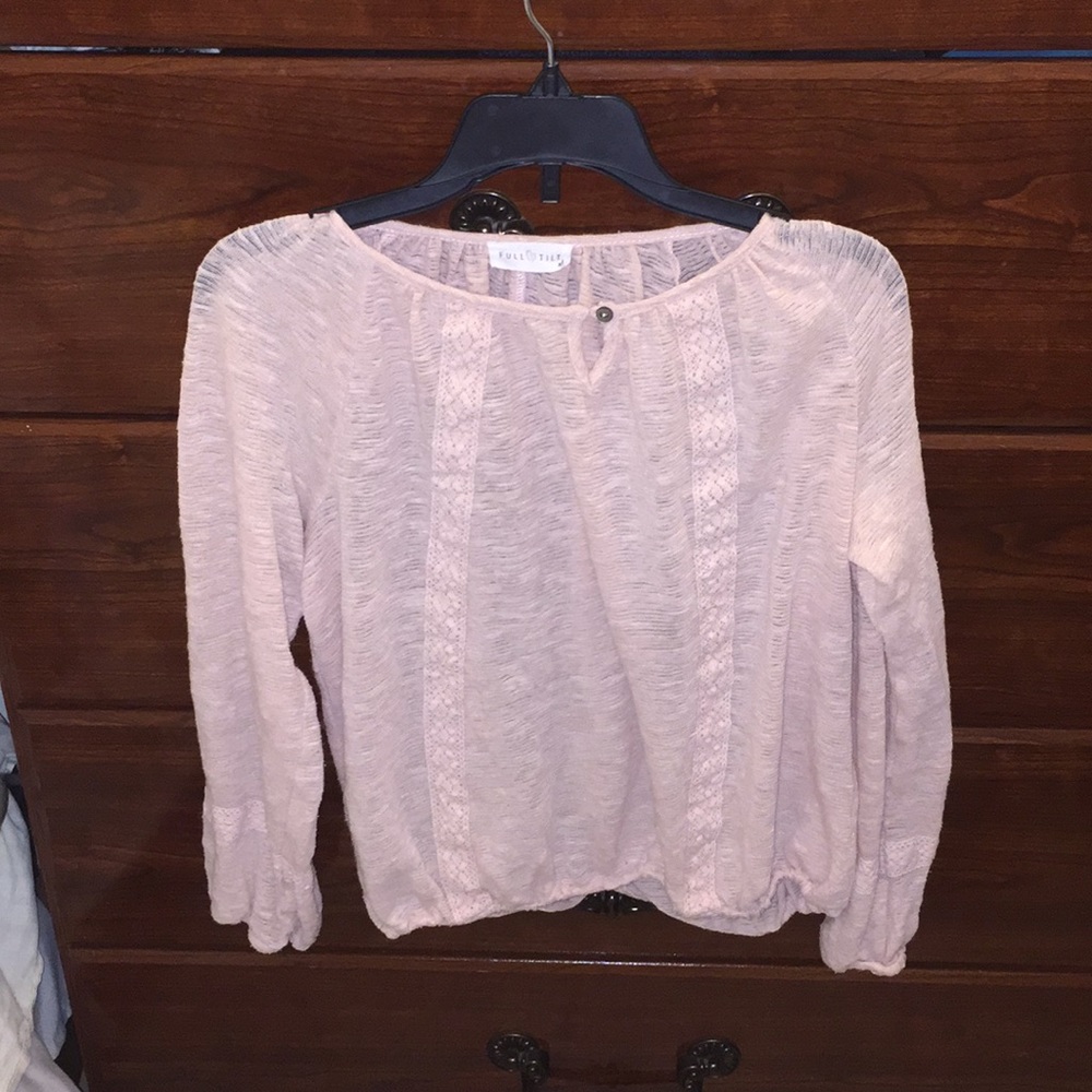Baby pink long sleeve sheer top